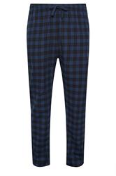 D555 Big & Tall Navy Blue Check Lounge Trousers | BadRhino 1