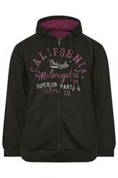 KAM Big & Tall Black California Zip Through Hoodie | BadRhino 1