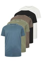 BadRhino Big & Tall 5 PACK Black/Green/Marshmellow White/Brown/Blue T-Shirts