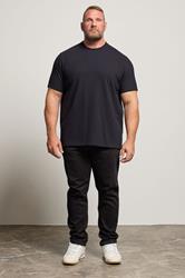 BadRhino Big & Tall Navy Blue Ottoman Textured T-Shirt | BadRhino 2