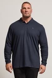 BadRhino Navy Blue Essential Long Sleeve Polo Shirt | BadRhino 1