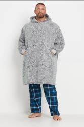 BadRhino Big & Tall Light Grey Fleece Borg Blanket Hoodie | BadRhino 4