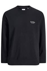 JACK & JONES Big & Tall Black Printed Crew Neck Sweatshirt