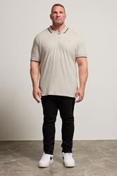 BadRhino Big & Tall Natural Brown Tipped Polo Shirt | BadRhino 3