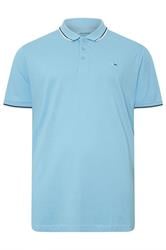 BadRhino Big & Tall Pale Blue Tipped Polo Shirt | BadRhino 6
