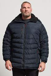 D555 Big & Tall Navy Blue Sherpa Lined Puffer Jacket | BadRhino 1