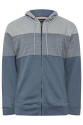 KAM Big & Tall Indigo Blue Marl Stripe Zip Through Hoodie | BadRhino 1