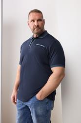 BadRhino Big & Tall Navy Blue Pocket Jacquard Polo Shirt | BadRhino 1