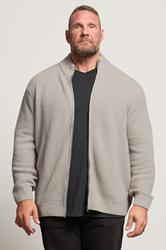 BadRhino Big & Tall Natural Brown Wool Zip Through Cardigan | BadRhino 1