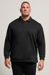 JACK & JONES Big & Tall Black Radley Polo Sweatshirt | BadRhino 1