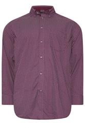 KAM Big & Tall Navy Blue Long Sleeve Gingham Shirt | BadRhino 1