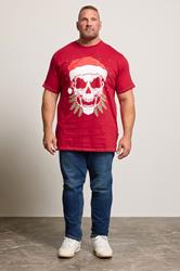KAM Big & Tall Red Santa Skull Graphic Print T-Shirt | BadRhino 2