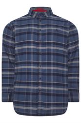 D555 Big & Tall Navy Blue Check Shirt | BadRhino 1