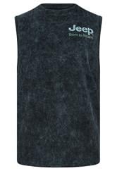 BadRhino Big & Tall Black Acid Wash 'Jeep' Graphic Vest