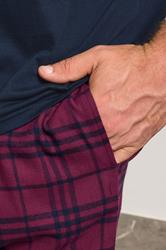 BadRhino Big & Tall Navy Blue Check Pyjama Set | BadRhino 3