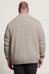 BadRhino Big & Tall Natural Brown Wool Zip Through Cardigan | BadRhino 3