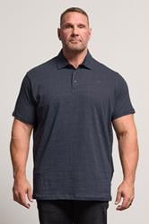 D555 Big & Tall Navy Blue Embroidered Jersey Polo Shirt | BadRhino 1