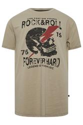 KAM Big & Tall Stone Brown Rock N Roll Print T-Shirt | BadRhino 2