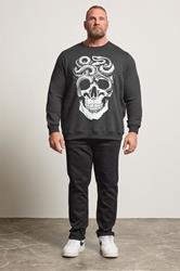 BadRhino Big & Tall Ebony Grey Skull & Snake Graphic Sweatshirt | BadRhino 2