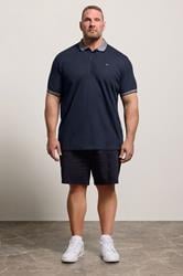 BadRhino Big & Tall Navy Blue Two Tone Waffle Polo Shirt | BadRhino 1