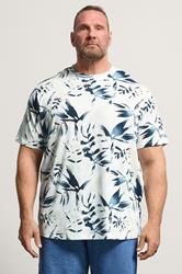 JACK & JONES Big & Tall Off White Leaf Printed T-Shirt | BadRhino 3