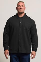 BadRhino Big & Tall Black Jersey Textured Overshirt | BadRhino 1