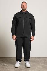 STUDIO A Big & Tall Navy Blue Zip Through Shacket | BadRhino 2