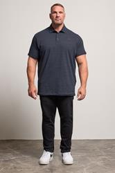 D555 Big & Tall Navy Blue Embroidered Jersey Polo Shirt | BadRhino 2