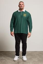 BadRhino Big & Tall Green Long Sleeve Embroidered Rugby Polo Shirt | BadRhino 2