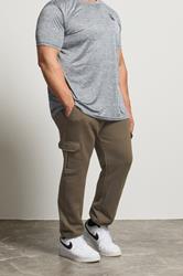 D555 Big & Tall Khaki Green Cargo Cuffed Joggers | BadRhino 1