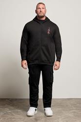 BadRhino Big & Tall Black Japanese 'Sumurai' Zip Through Hoodie | BadRhino 2