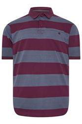 KAM Indigo Blue Striped Short Sleeve Rugby Polo Shirt | BadRhino 1