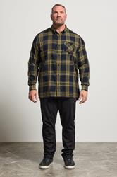BEN SHERMAN Big & Tall Navy Blue & Yellow Check Shirt | BadRhino 2