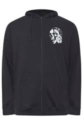 BadRhino Big & Tall Black Japanese 'Samurai' Zip Through Hoodie | BadRhino 1