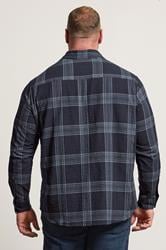 BadRhino Big & Tall Navy Blue Textured Checked Shirt | BadRhino 3
