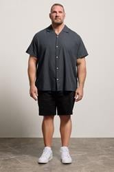 JACK & JONES Big & Tall Black Linen Blend Resort Shirt | BadRhino 1