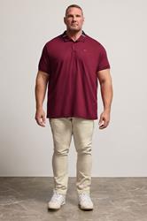 BadRhino Big & Tall Burgundy Red Stripe Detail Jacquard Collar Polo Shirt | BadRhino 2