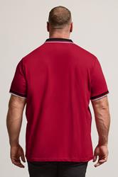 BadRhino Big & Tall Red Contrast Tipped Detail Polo Shirt | BadRhino 3