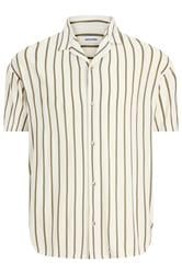 JACK & JONES Big & Tall Olive Green Stripe Resort Shirt