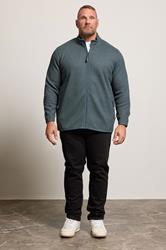 BadRhino Big & Tall Stormy Blue Full Zip Textured Sweatshirt | BadRhino 2