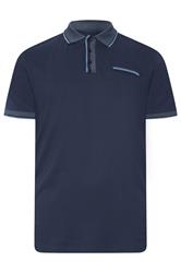 BadRhino Big & Tall Navy Blue Pocket Jacquard Polo Shirt | BadRhino 6