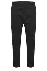 BadRhino Big & Tall Black Acid Wash Double Pocket Cargo Trousers