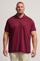 BadRhino Big & Tall Burgundy Red Stripe Detail Jacquard Collar Polo Shirt | BadRhino 1