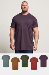 BadRhino Big & Tall Brown/Blue/Red/Green/Purple 5 Pack Core T-Shirts | BadRhino 1