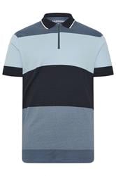 BadRhino Big & Tall Blue Short Sleeve Zip Polo Shirt