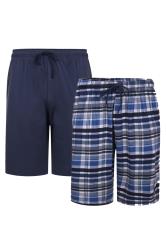 KAM 2 PACK Navy Blue & Check Lounge Shorts | BadRhino 5