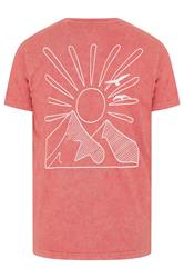 BadRhino Red Extra Long Acid Wash Sunset Print Tee | BadRhino 7