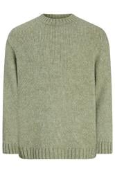 JACK & JONES Big & Tall Seagrass Green Crew Neck Knit Jumper | BadRhino 1