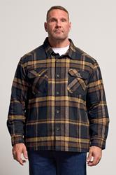 D555 Big & Tall Navy Blue Check Overshirt | BadRhino 1