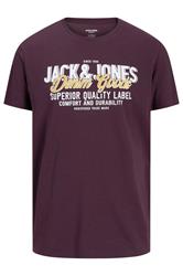 JACK & JONES Big & Tall Monks Robe Brown Logo Chest Print T-Shirt | BadRhino 1